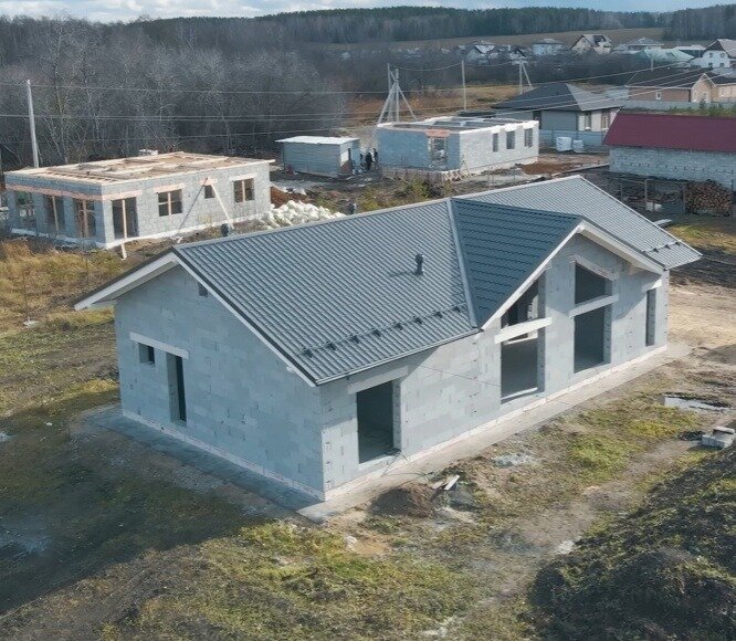 строительство загородного дома, загородный дом, строительство домов, одноэтажный дом из газоблока, одноэтажный дом из газобетона