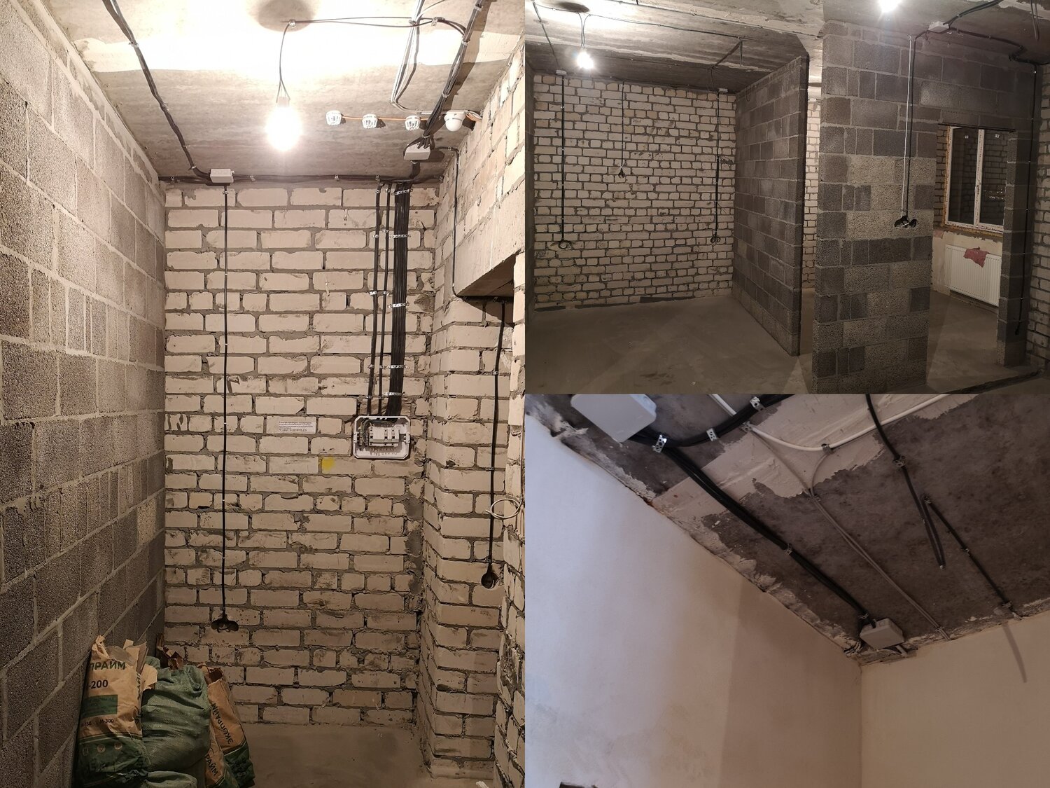 квартиры, интерьер, разводка электрики, стена гаража, монтаж электропроводки