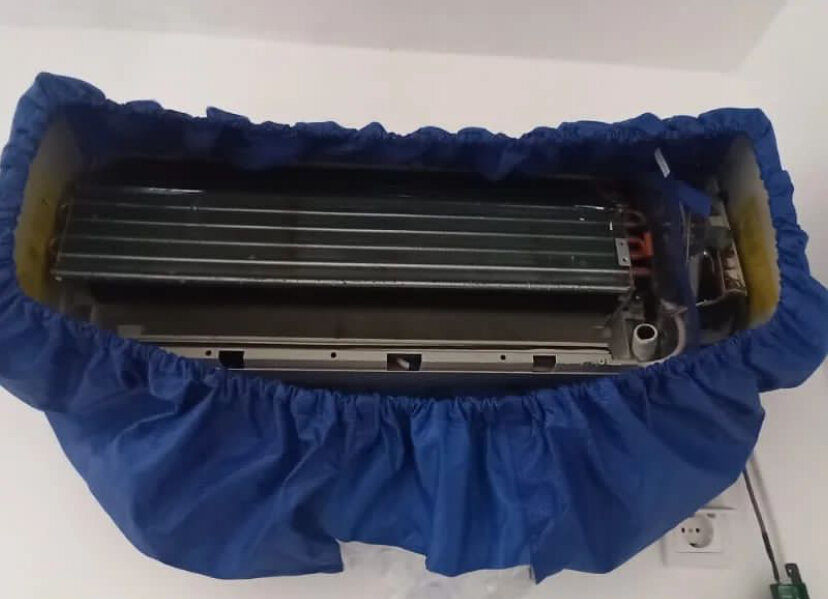 внутренний блок кондиционера, кондиционер, чистка кондиционера, чехол для чистки кондиционера q-565, сервис пакет для чистки кондиционера