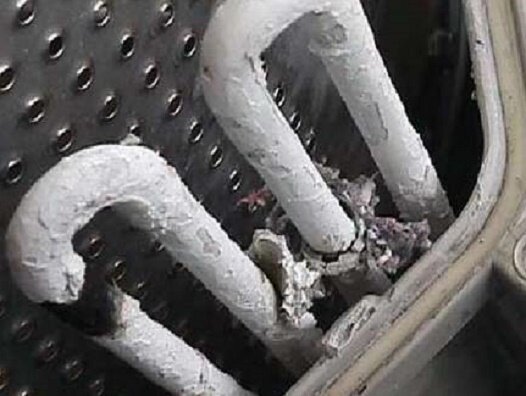 накипь в стиральной машине, тэн стиральной машины с накипью, стиральная машина, тэн стиральной машины, замена тэна в стиральной машине