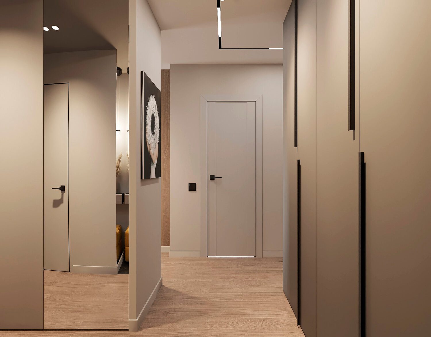 светлая прихожая интерьер, дизайн прихожей, дизайн узкой прихожей, дизайн коридора, стильный интерьер прихожей