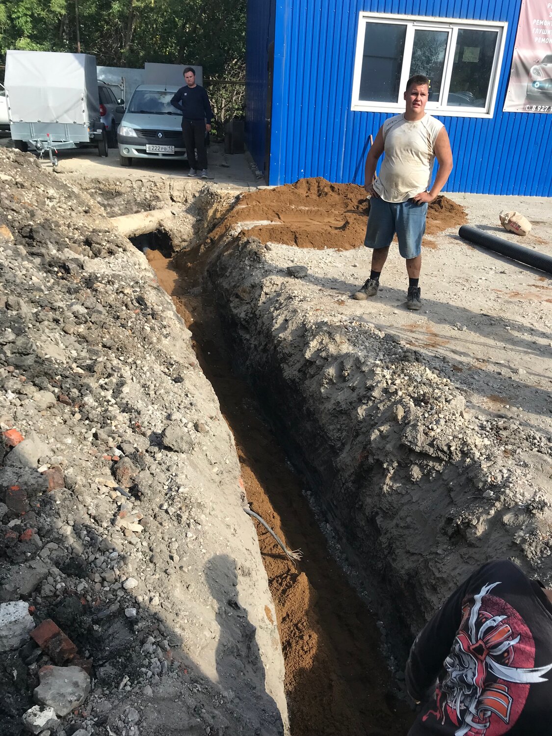 водопровод, водопроводное, траншея для водопровода, центральное водоснабжение, траншея под водопровод