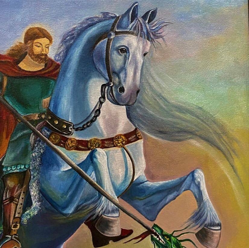 георгий победоносец, всадник святой георгий, 6 мая праздник день святого георгия победоносца, картина георгий победоносец, иллюстрация