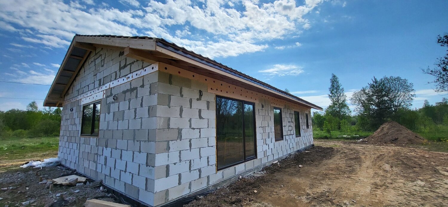 строительство домов из газобетона, газобетонные блоки дома, одноэтажный дом из газоблока, дом из газобетона, дом