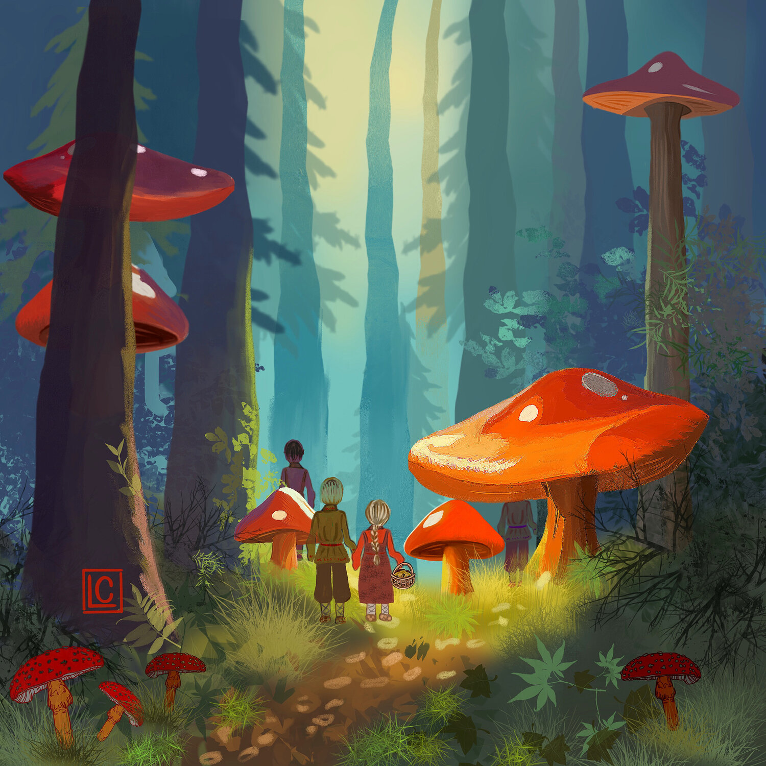 фантастические грибы арт, грибы фон, грибы волшебные, mushroom kingdom фэнтези, дивный лес wonderland