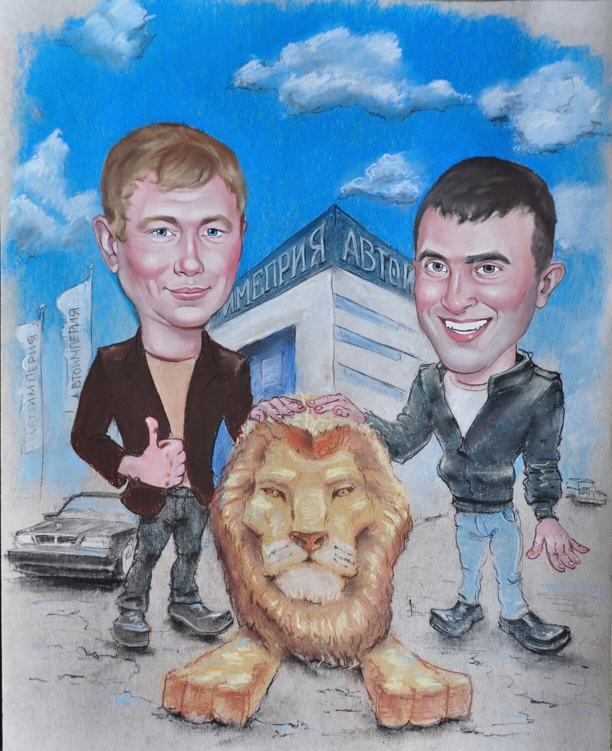 шарж семейный, шарж, портрет шарж, шаржи на заказ, шарж на холсте