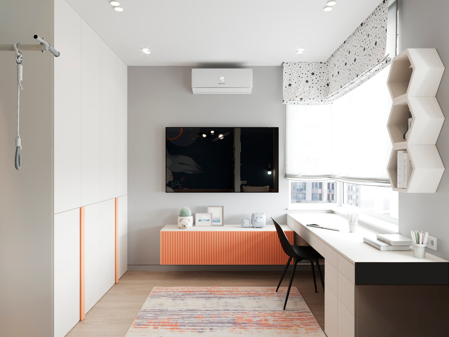 дизайн интерьера, дизайн небольшой комнаты, интерьер двухкомнатной хрущевки, интерьер комнаты, современный интерьер