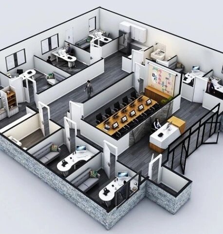 дизайнерская планировка офиса, планировка офиса, floorplan 3d участок, дизайн проект офиса, дизайн проекты
