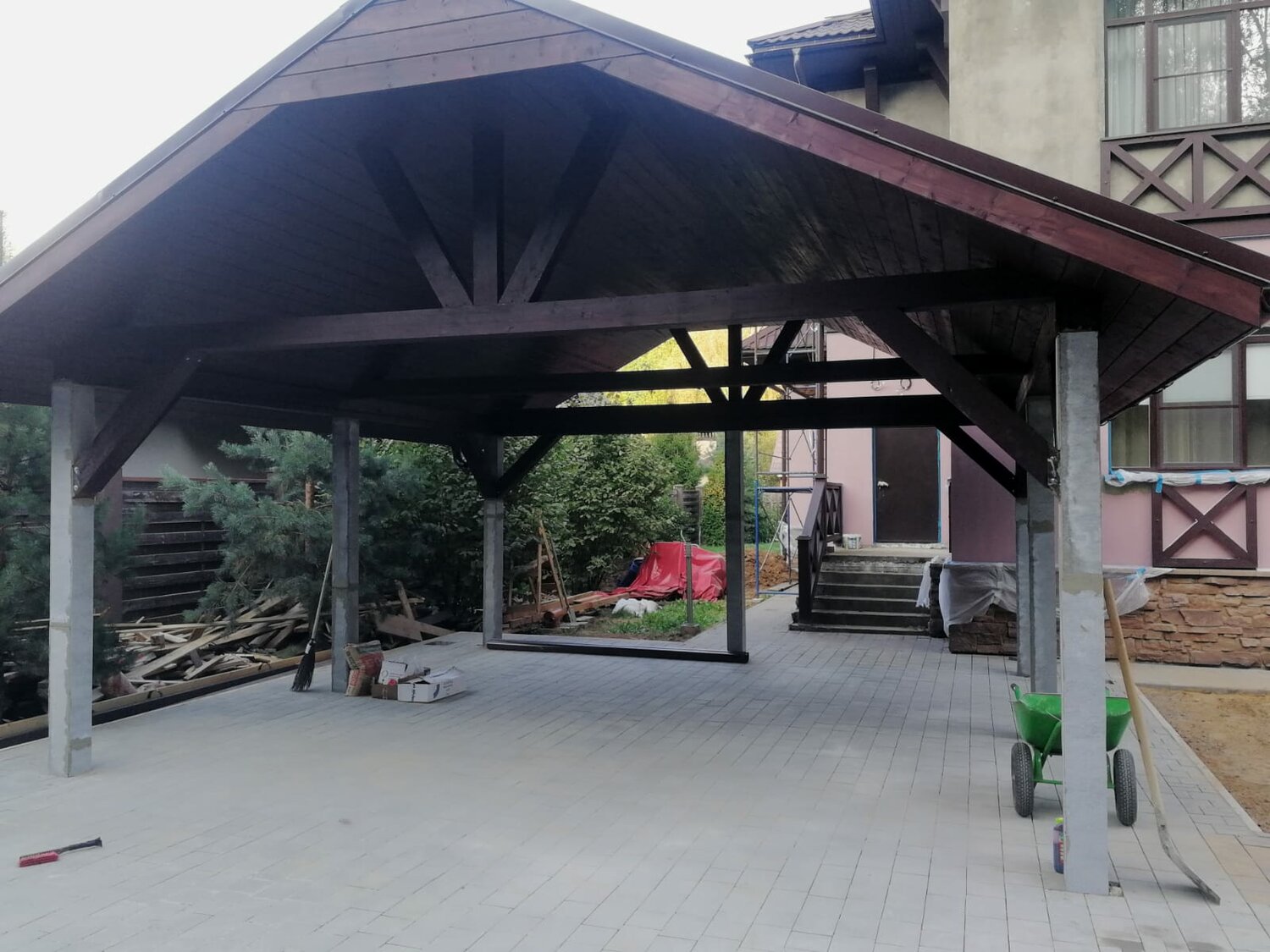 деревянные навесы для автомобилей, навес под авто из дерева, навес для автомобиля из дерева, деревянный навес под машину, навес из дерева