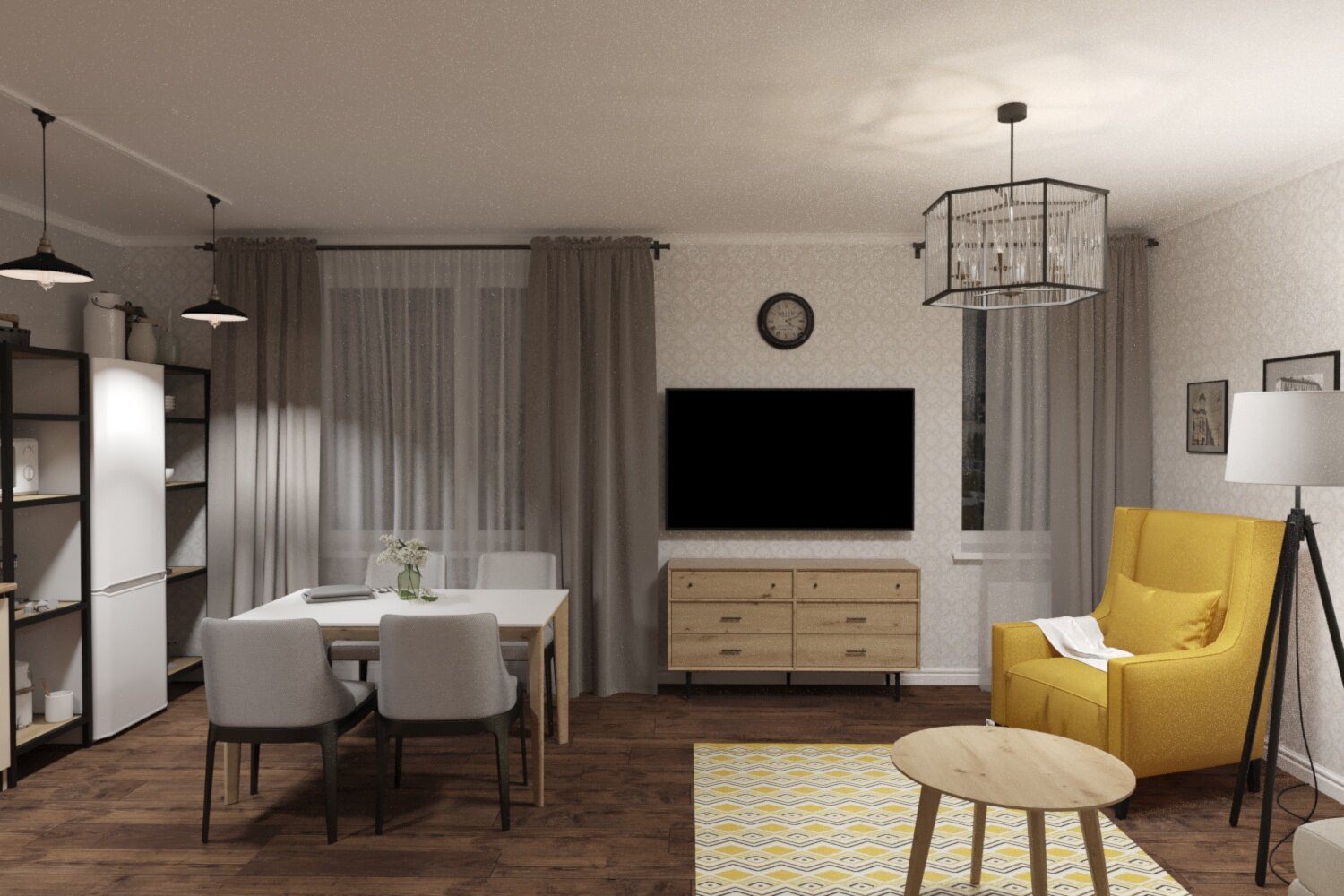 гостиная скандинавский стиль, гостиная, евродвушка интерьер, интерьер гостиной в скандинавском стиле, интерьер однушки