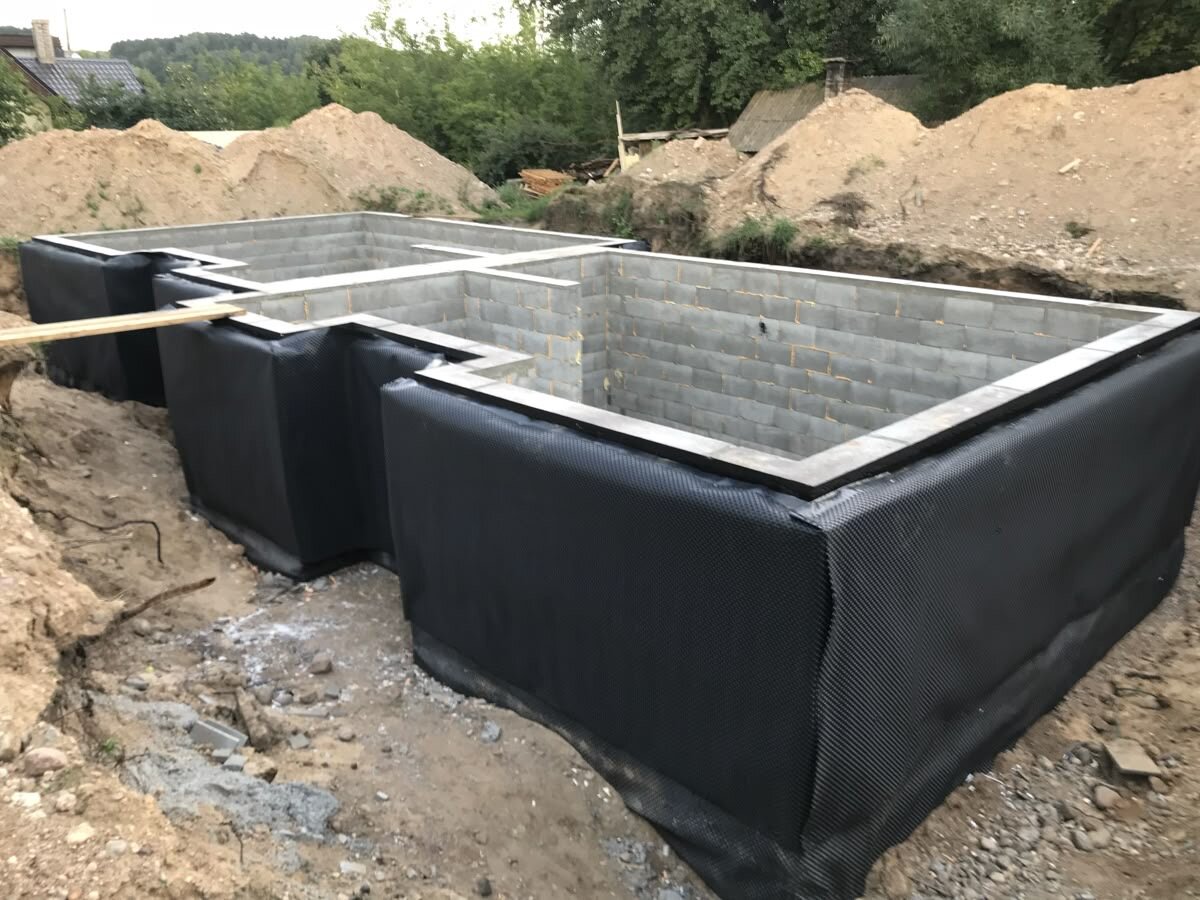 гидроизоляция фундамента, гидроизоляция ленточного фундамента, гидроизоляция заглубленного фундамента, глубокозаглубленный ленточный фундамент, гидроизоляция мзлф фундамента