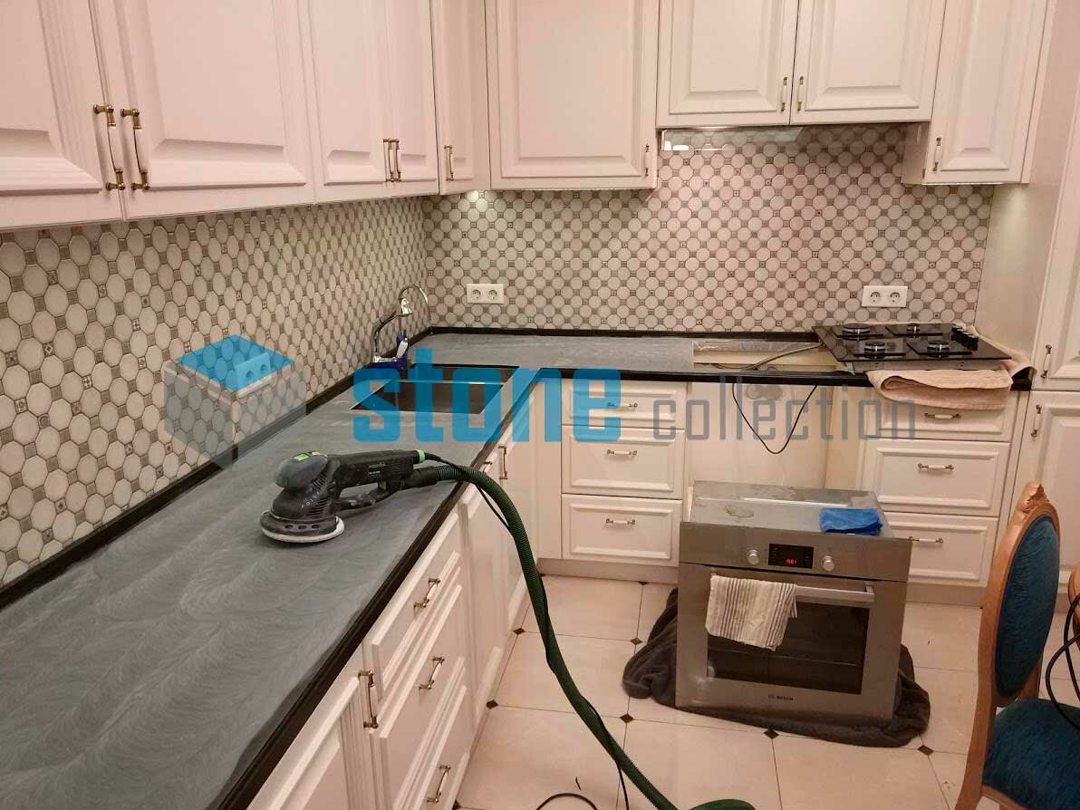 Ремонт столешницы из акрилового камня - 91 фото