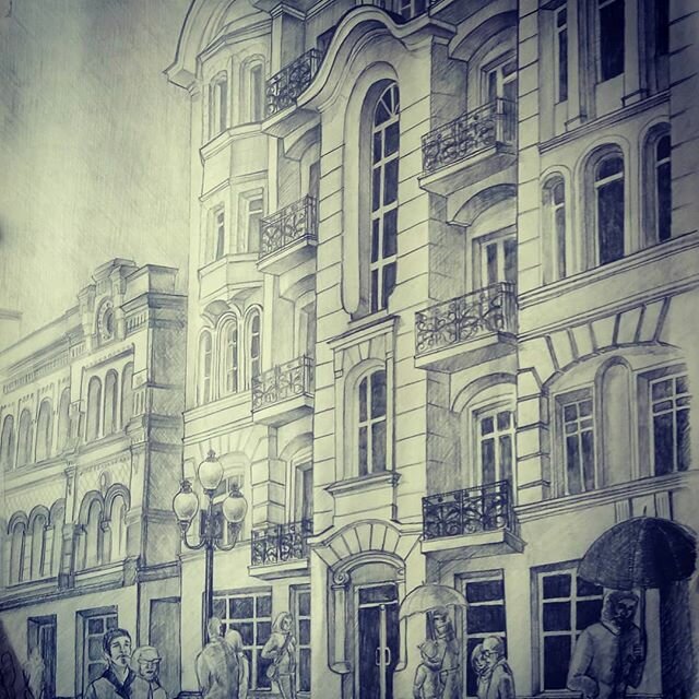 архитектура модерн графика, здание, доходный дом исакова. пречистенка, 28 арх., архитектура, иллюстрация