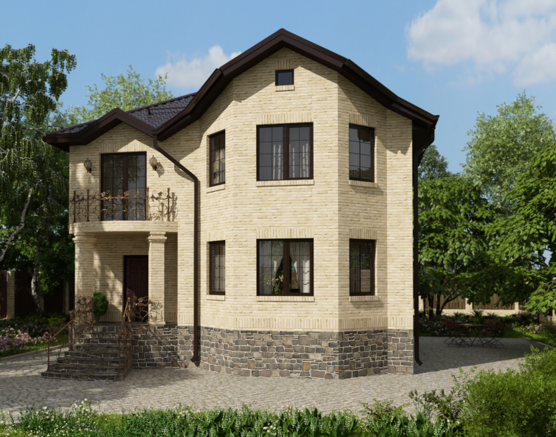 Проект газобетонного дома Catalog-Plans-90-94B (113,97кв. м, 12,2x11,95м, газобе