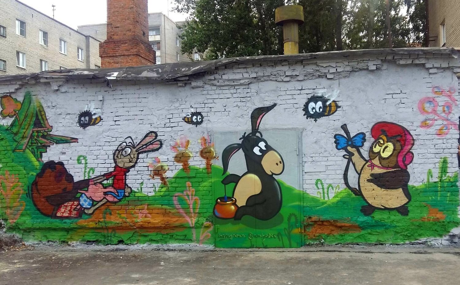 граффити, граффити винни пух, стрит арт, граффити ярославль, граффити павловский посад