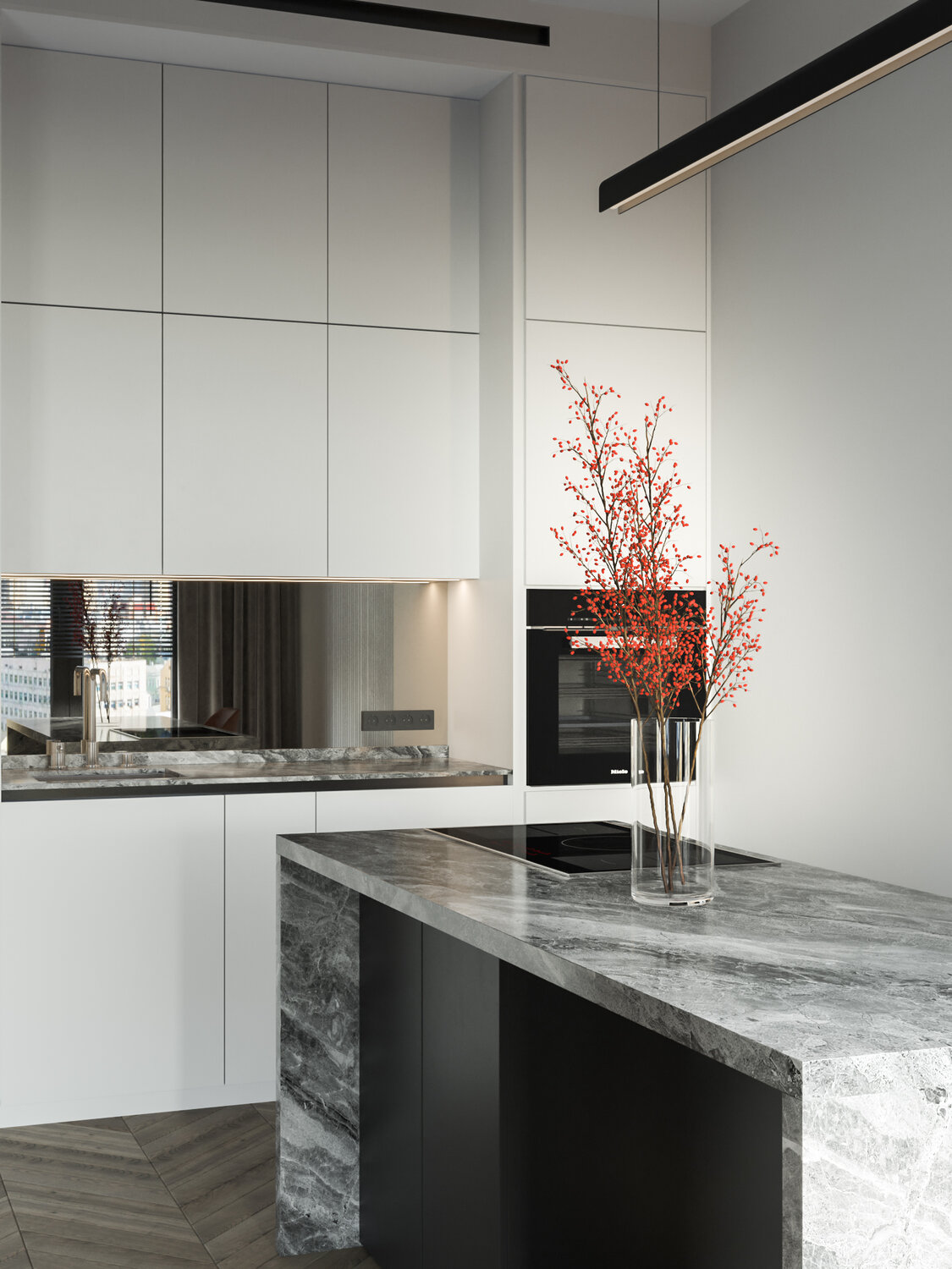 bq8716 thunder_grey - vicostone (кварц), черно белая кухня, дизайн кухни, кварц агломерат столешница, vicostone thunder grey bq-8716