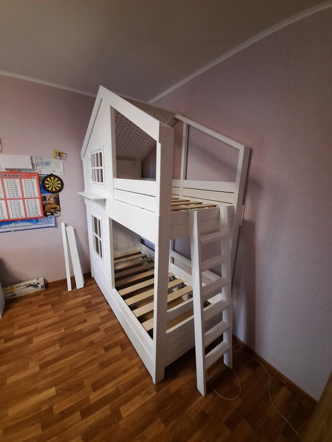 двухъярусная кровать домик, двухъярусная кровать домик сканди, кровать домик чердак, кровать домик, детская кровать домик