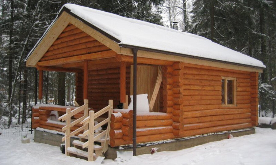 сруб бани, сруб бани из бревна росэкобрус, баня из бревна 3х3, баня из оцилиндрованного бревна, баня из сруба