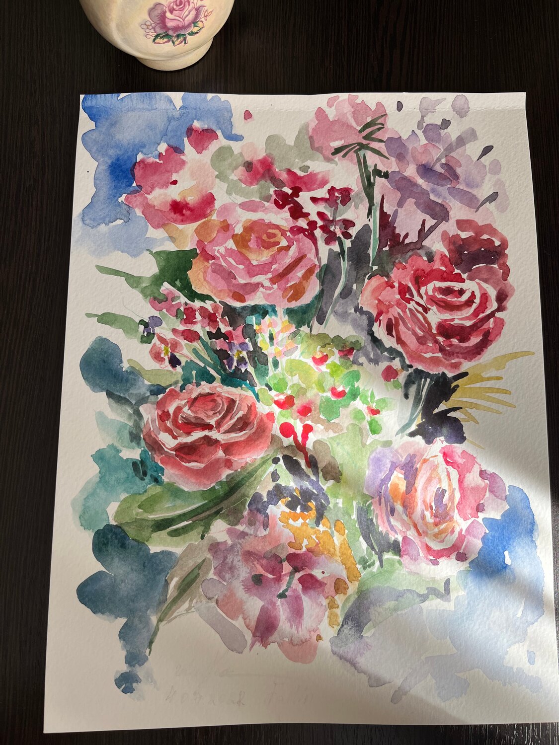 художник chihiro yabe. акварельные розы., акварельные цветы, букет цветов картина, цветы акварелью, акварель рисунки