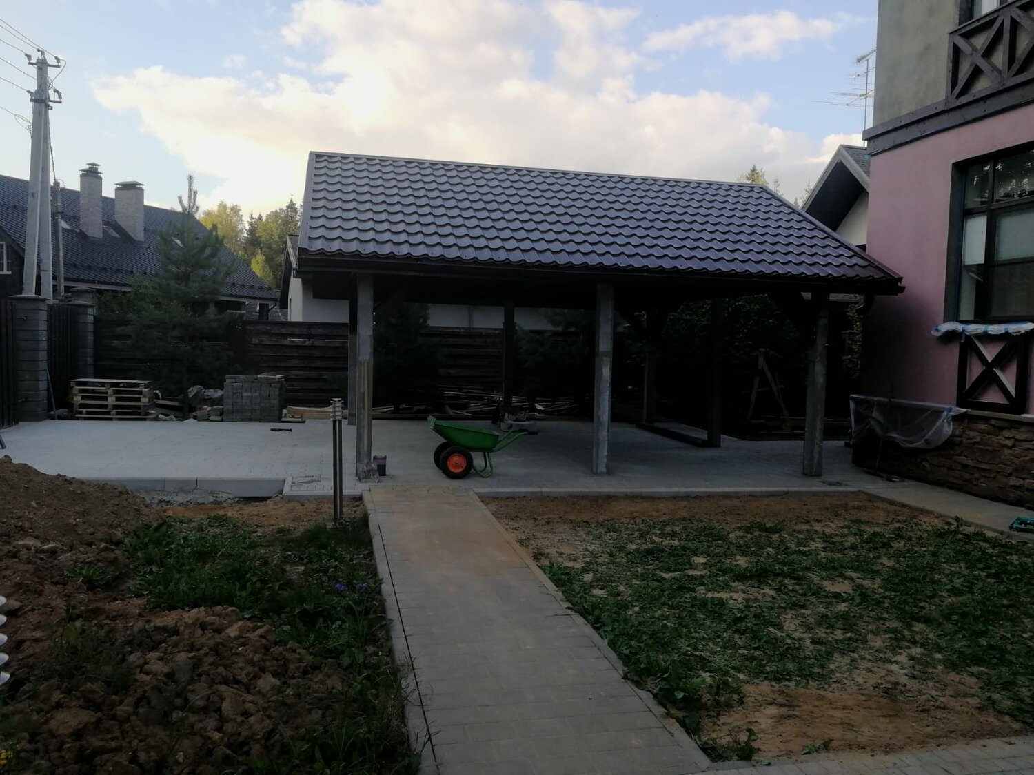 навес для автомобиля с хозблоком, навес для авто с хозблоком, навес с хозблоком на 2 машины, навес для авто, навес для авто в частном доме