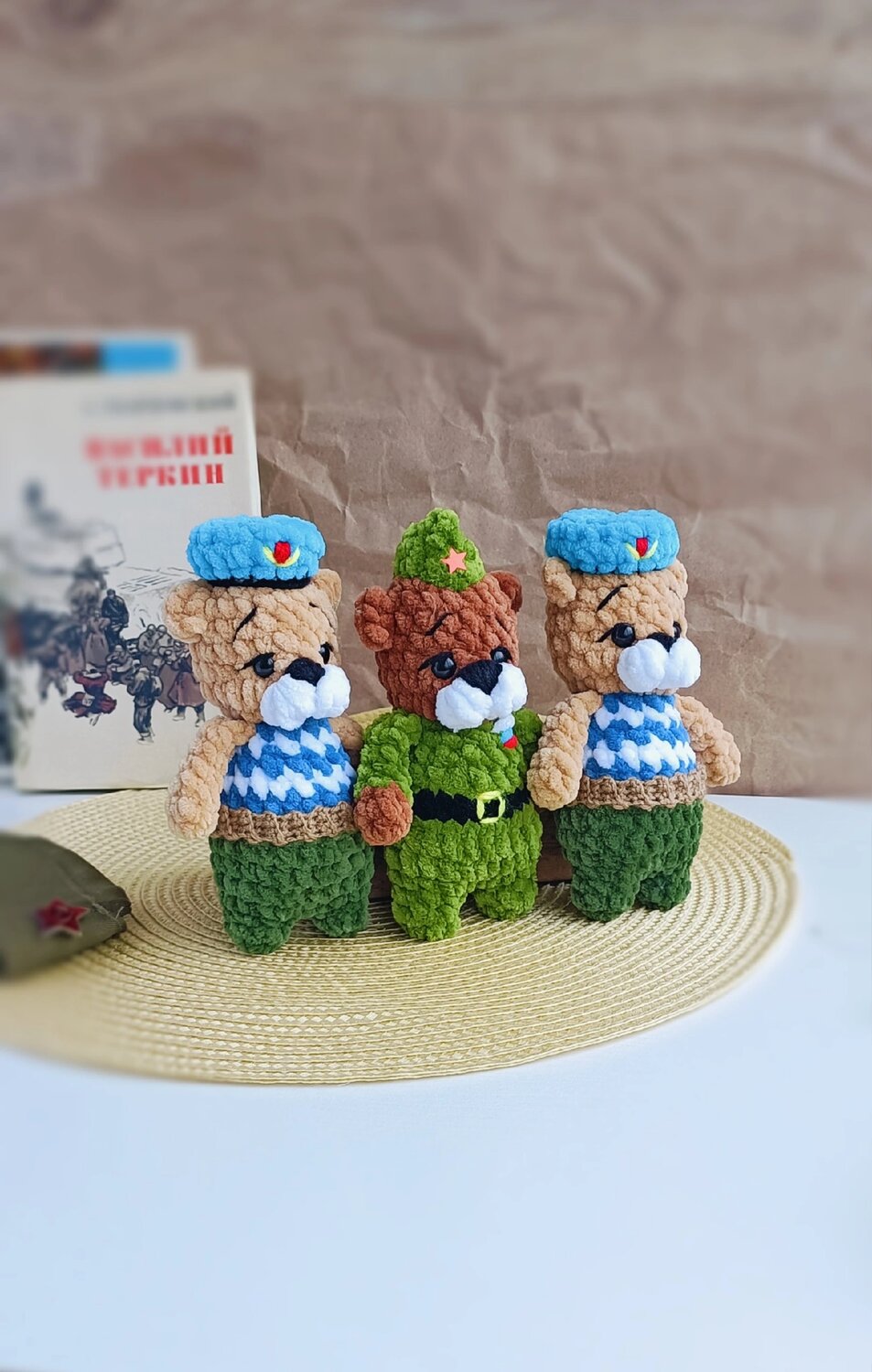 вязаная игрушка, игрушка крючком, вязаная игрушка вдв, вязаный медвежонок десантник, амигуруми