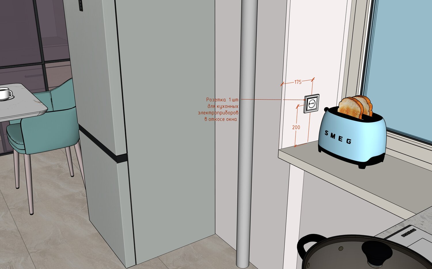 расположение розеток, интерьер кухни, расположение розеток в кухне, планировка кухни, план кухни