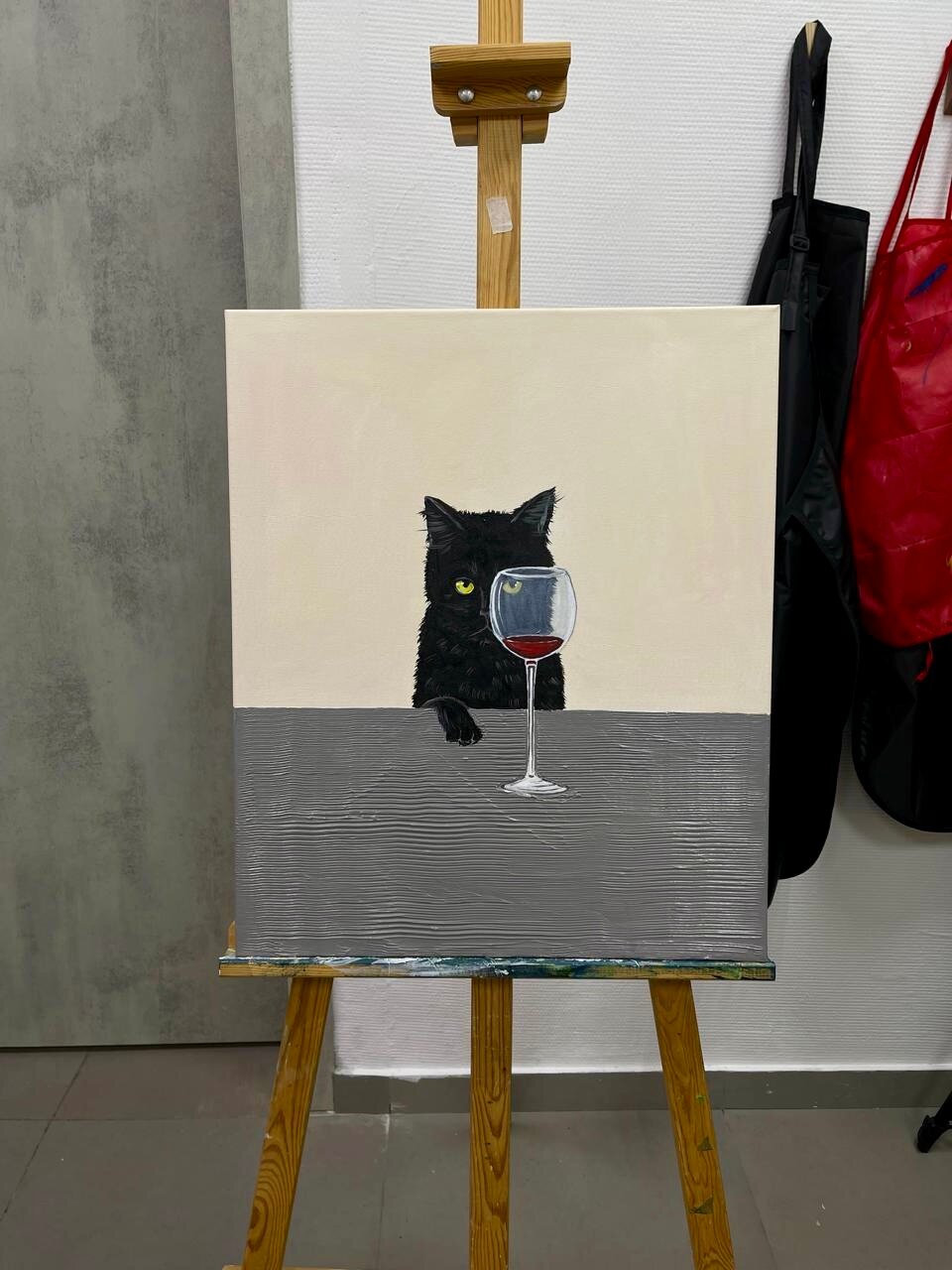 кот с вином, кот с бокалом вина, холст картина, котик, кот