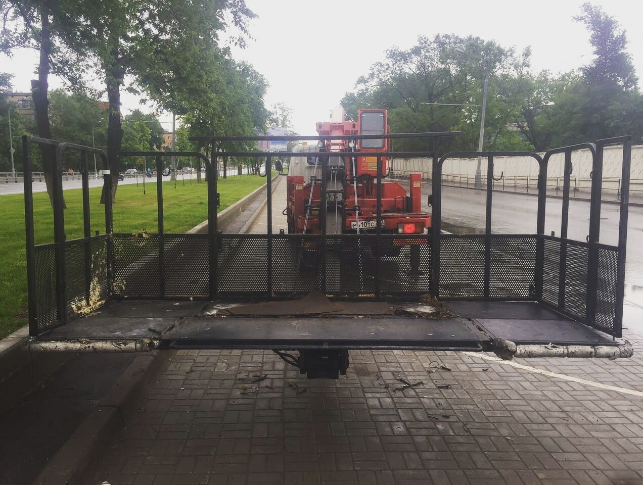 ограждение, люлька автовышки, прицеп, платформа для, прицеп для перевозки