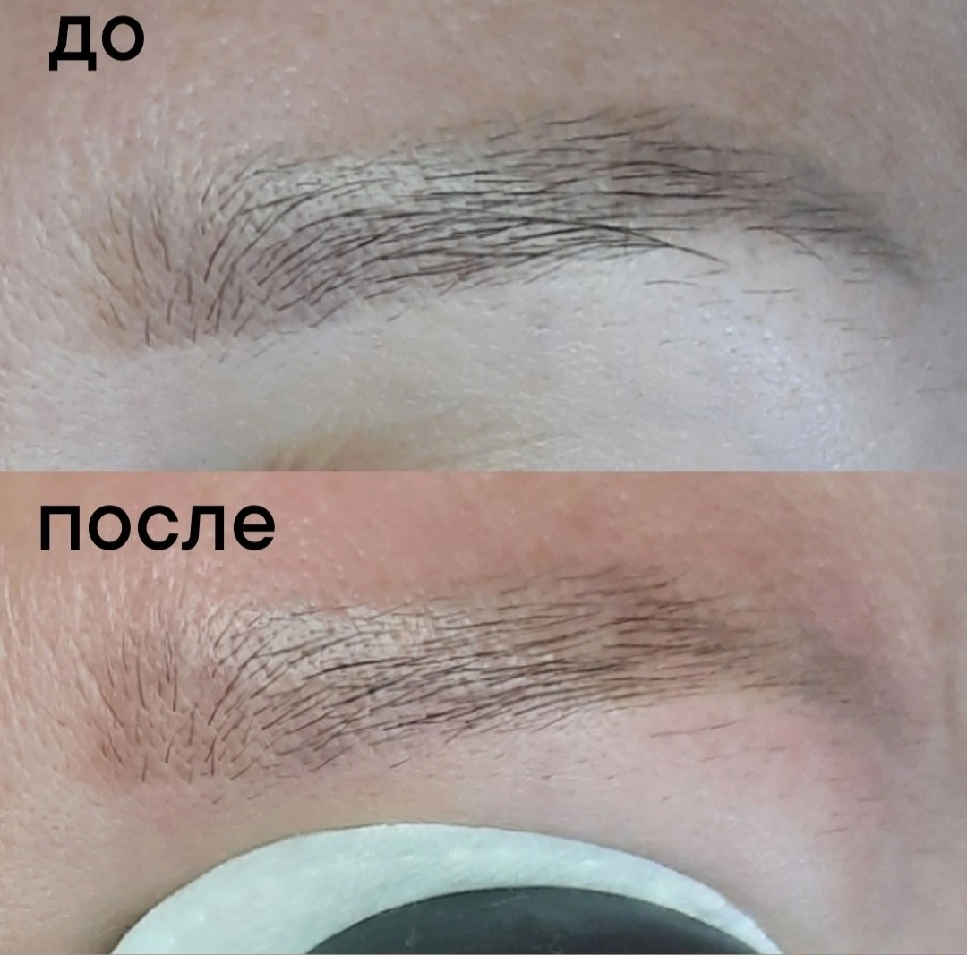 масло усьмы для бровей до и после, микроблейдинг бровей, брови после перманентного макияжа, волосковая техника бровей перманентного макияжа, волосковая техника бровей перманентного