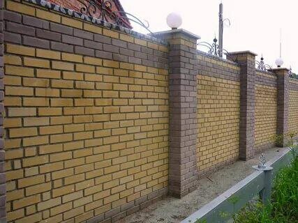 кирпичные заборы, забор из кирпича, забор из облицовочного кирпича, забор из силикатного кирпича, забор из кирпича литос