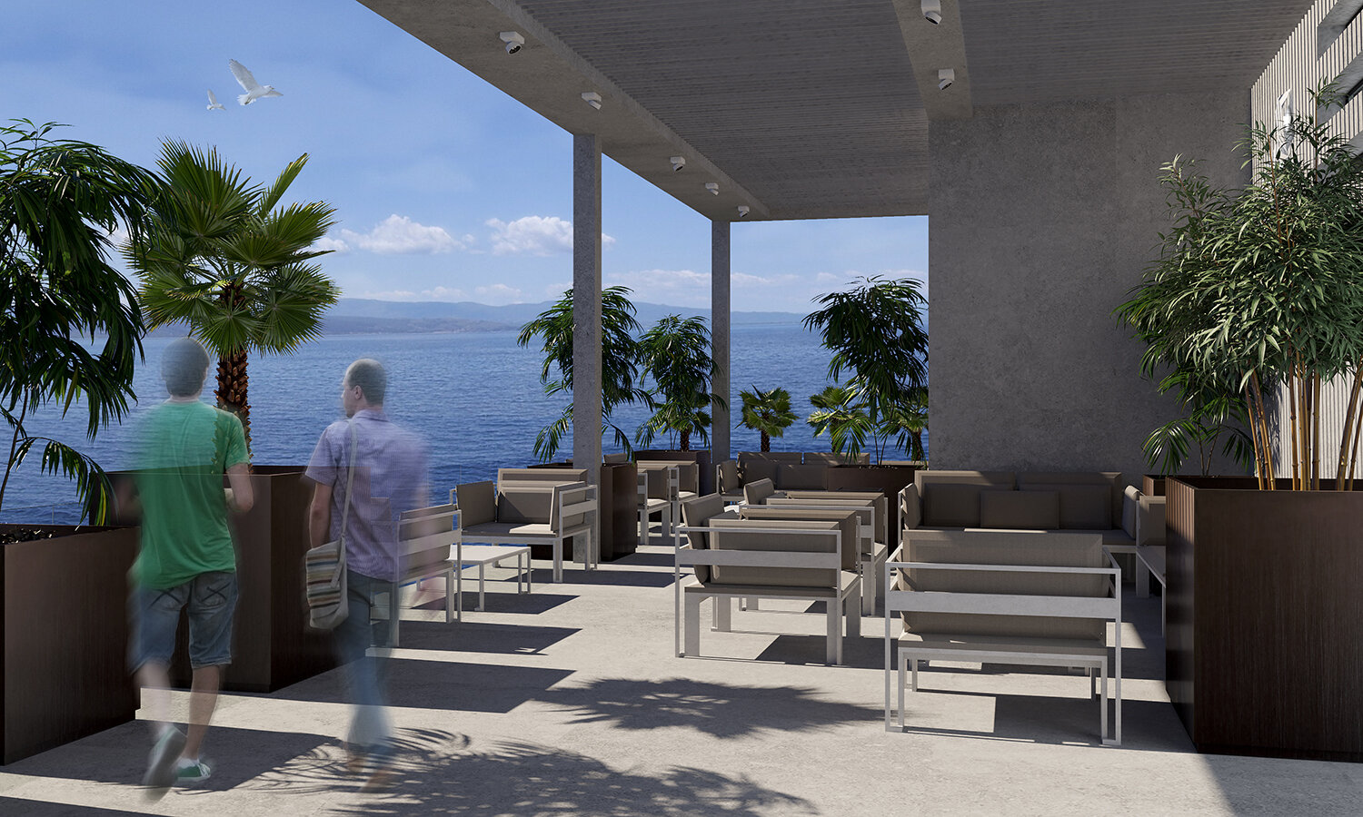 отели кипра, premier nergis beach 5, терраса у моря, апартаменты с видом на море, интерьер
