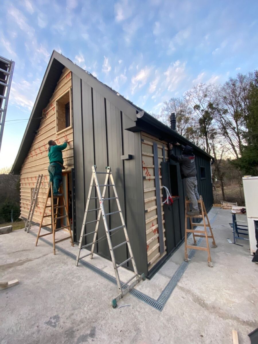 фасад фальц 7024, клик фальц фасад, фальц планкен фасад, дом 🏡, загородный дом