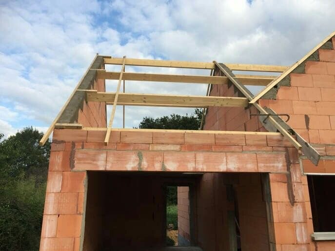 крыша шале стропильная система, строительства дома, стропильные системы, строительство кирпичного дома, мауэрлат крыши