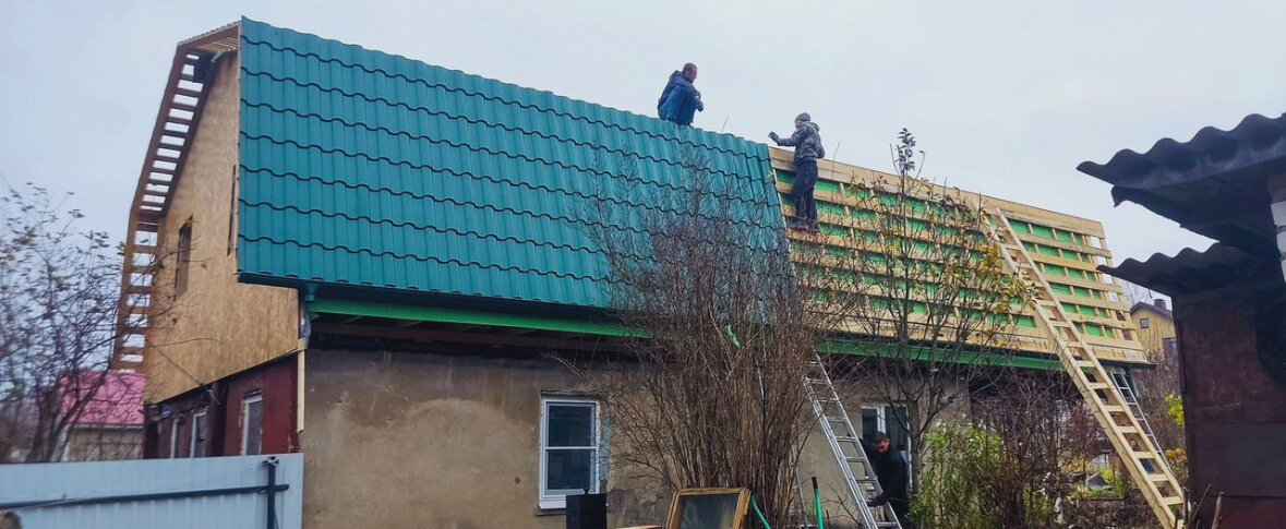 монтаж металлочерепица, крыша профнастил, металлочерепица на крыше, кровельные работы, перекрытие крыши металлочерепицей