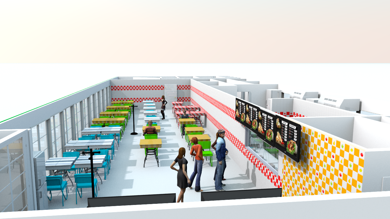 интерьер обеденного зала столовой общепита, интерьер кафе быстрого питания, дизайн проект кафе, интерьер столовой общественного питания, планировка кафе