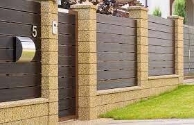 фасадный забор, дизайн забора для частного дома, заборный блок 300x300x200, современные заборы для частного дома, примеры заборов для загородных домов