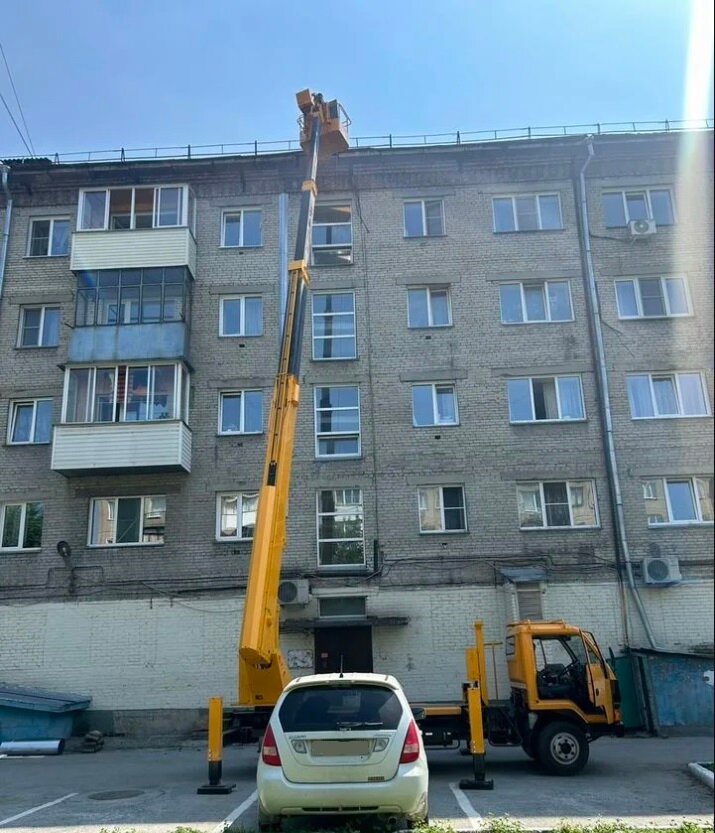 здание, жилой дом, пятиэтажный дом, капремонт, монтаж с автовышки