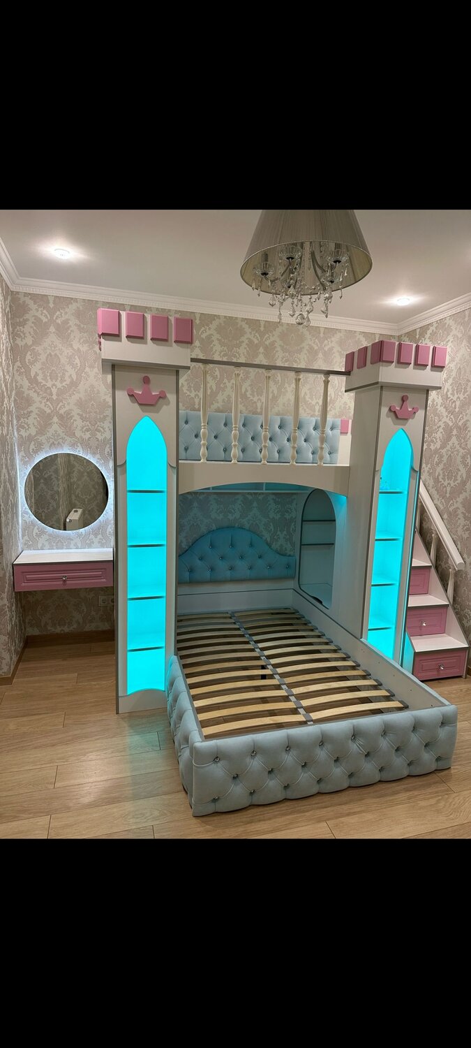 кровать чердак замок принцессы, детская двухъярусная кровать замок, двухъярусная кровать замок, двухъярусная кровать замок для девочек, кровать замок с горкой