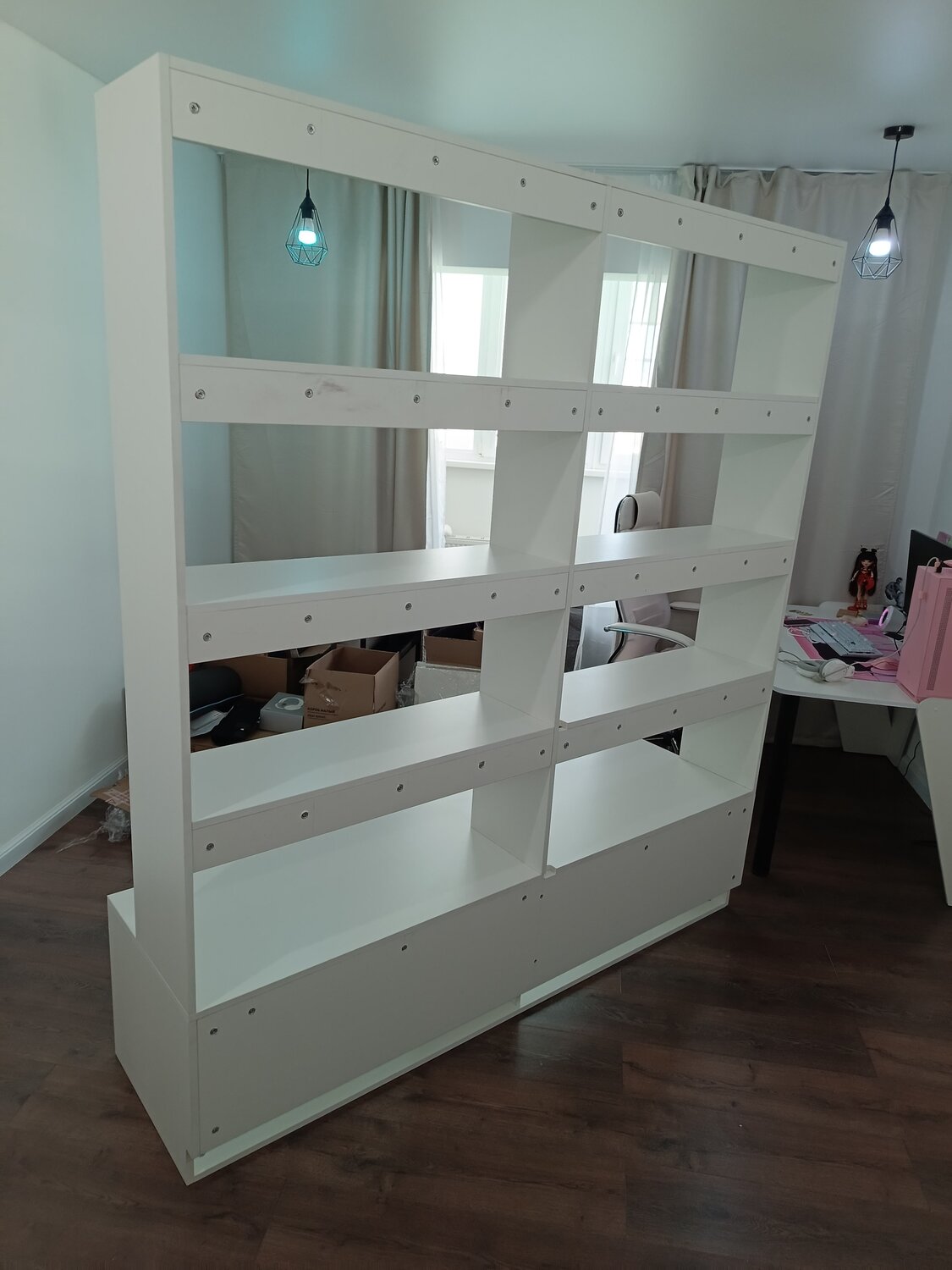 перегородка стеллаж, стеллаж, белый стеллаж, стеллажи с полками, стеллажи полки