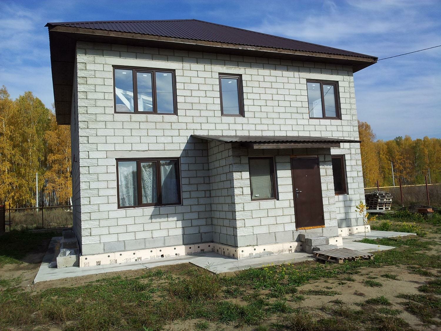 дом из пеноблока, дом из газобетона, 2 х этажный дом из газобетона, дом из блоков, дом из газосиликатных блоков