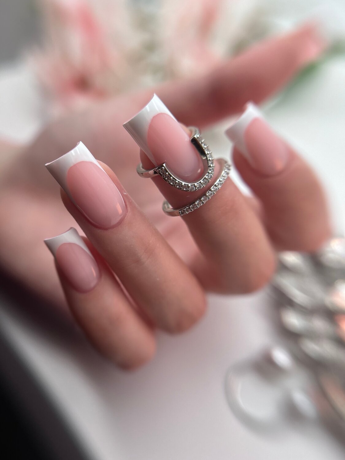 ногти, маникюр 💅, френч, френч квадратные ногти, модный френч