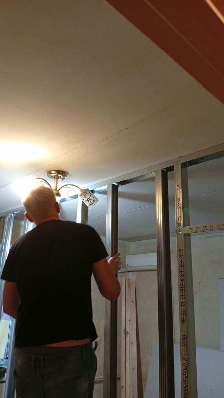 монтаж перегородки из гипсокартона, каркас для гипсокартона из профиля перегородка, перегородка из профиля для гипсокартона, межкомнатная перегородка из гипсокартона, перегородка из гипсокартона