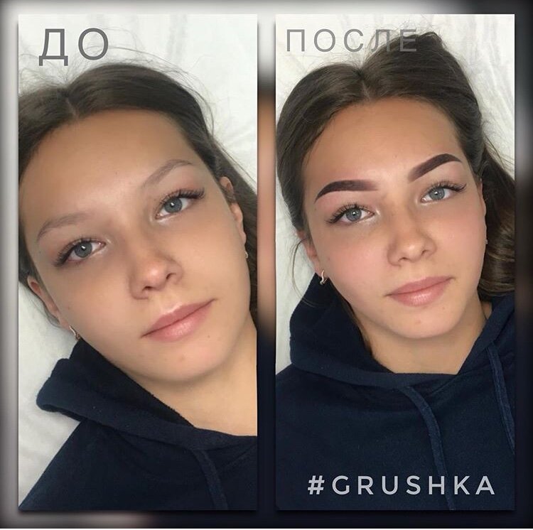 макияж, девушка, татуаж, лица, бровь