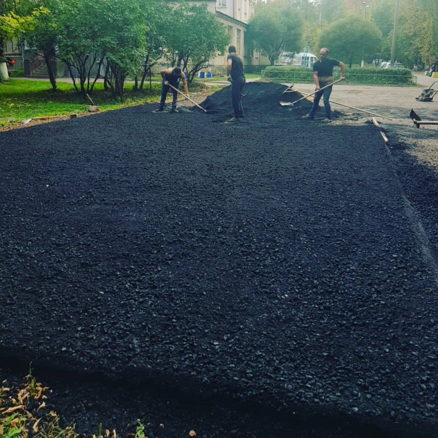 улица, асфальт, дорог, тротуар, парк