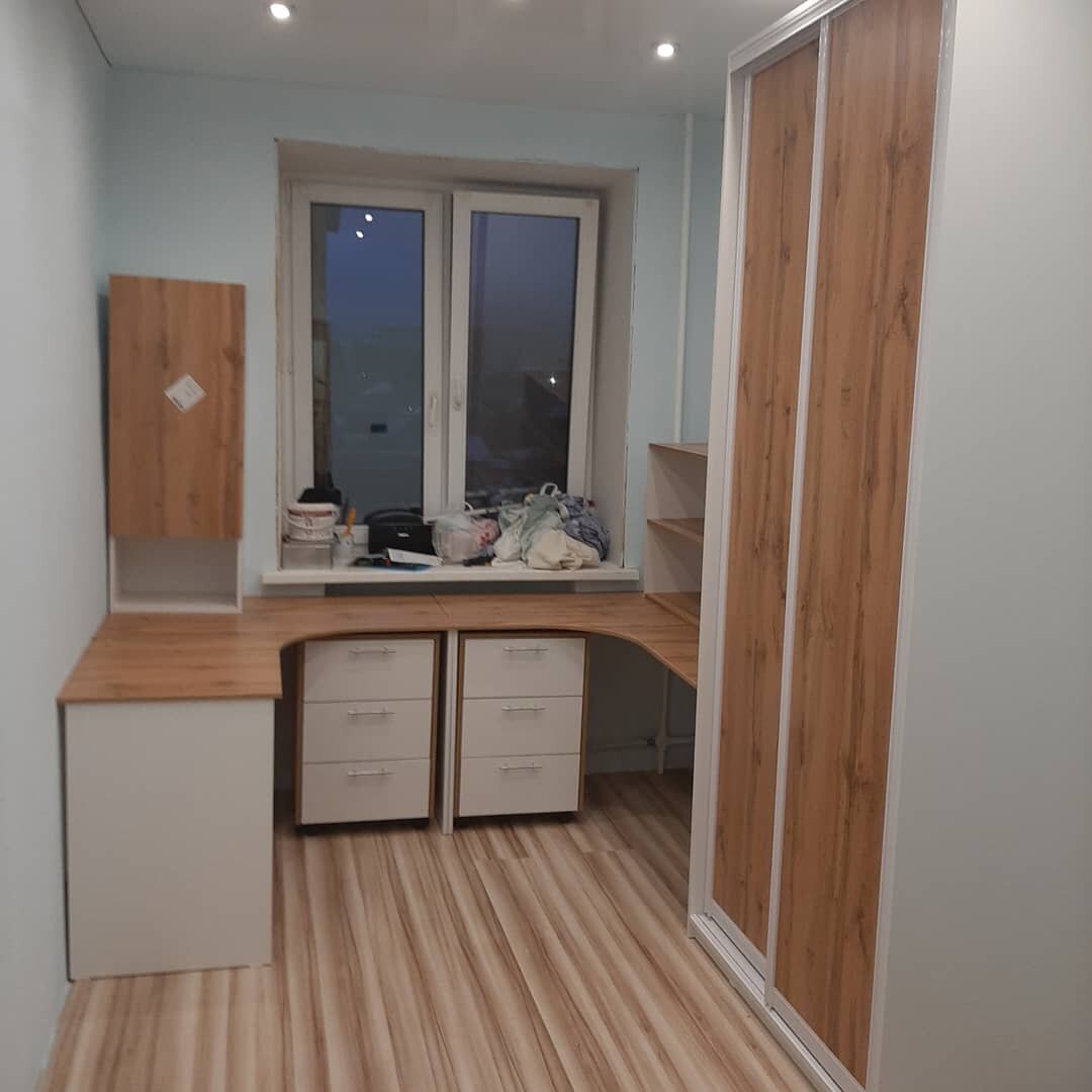 комната, комплект шкаф купе и письменный стол, квартира, мебель, шкаф