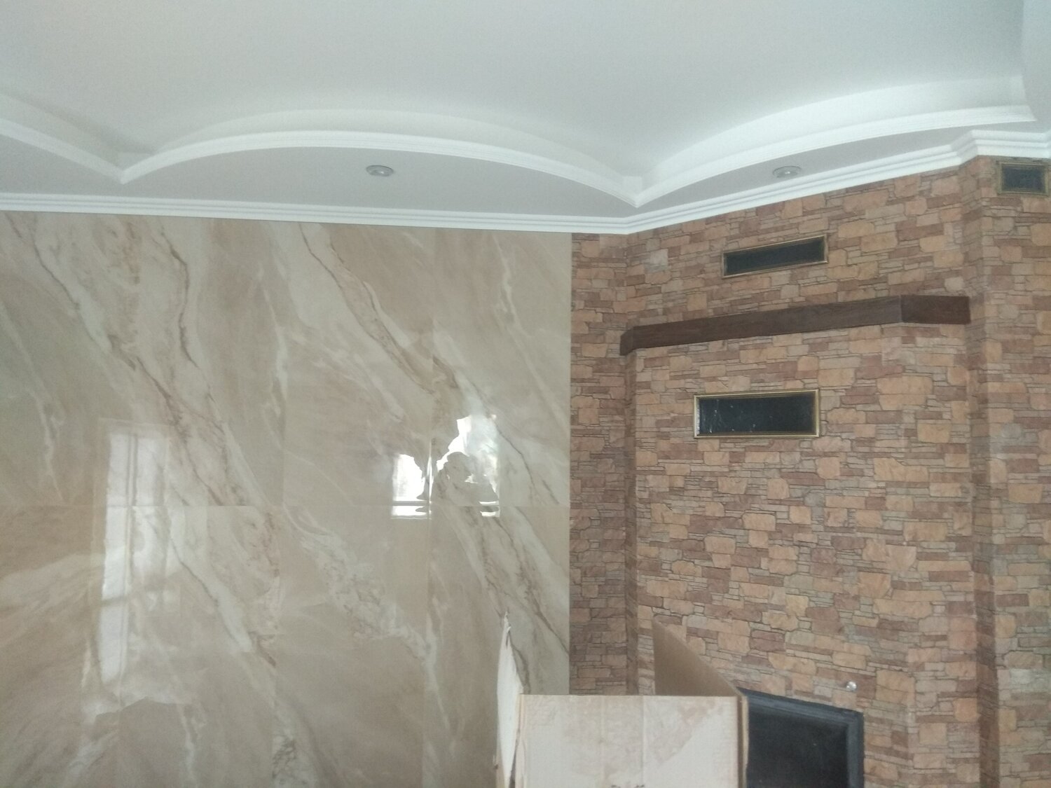 Отделка короба камина декоративной штукатуркой - 95 фото