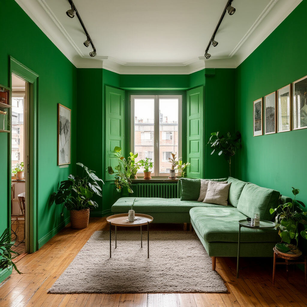 зеленый диван в интерьере гостиной, зеленый диван в интерьере, дизайн гостиной с зеленым диваном, гостиная с зеленым диваном, дизайн комнаты с зеленым диваном
