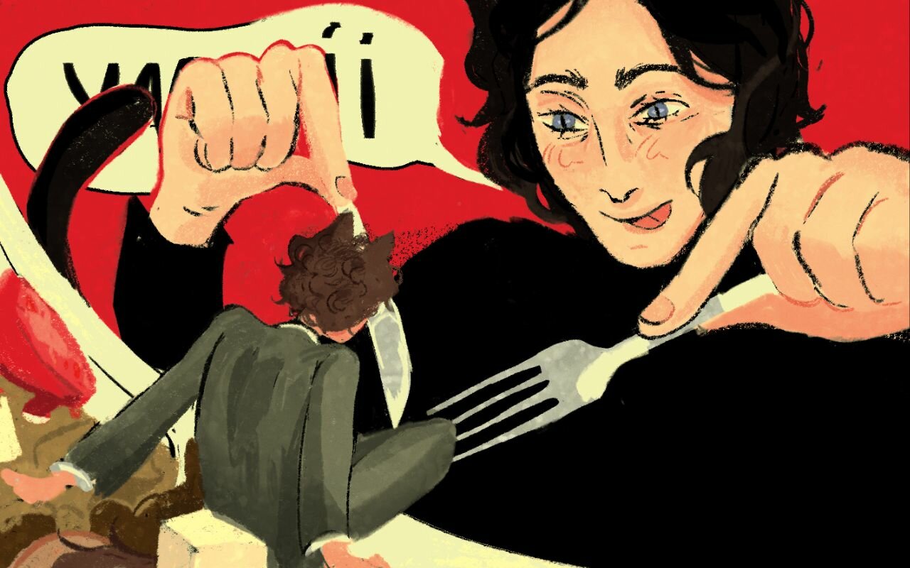 человек, предметы на столе, фан арт, арт, иллюстрации