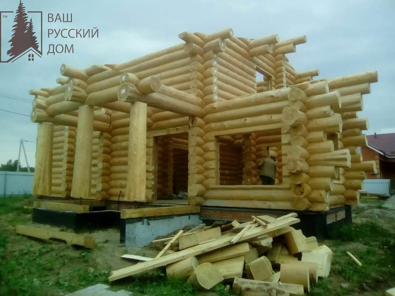 сруб, деревянный дом, сруб 90м2, оцилиндрованное бревно, постройка дом из строганго бревна