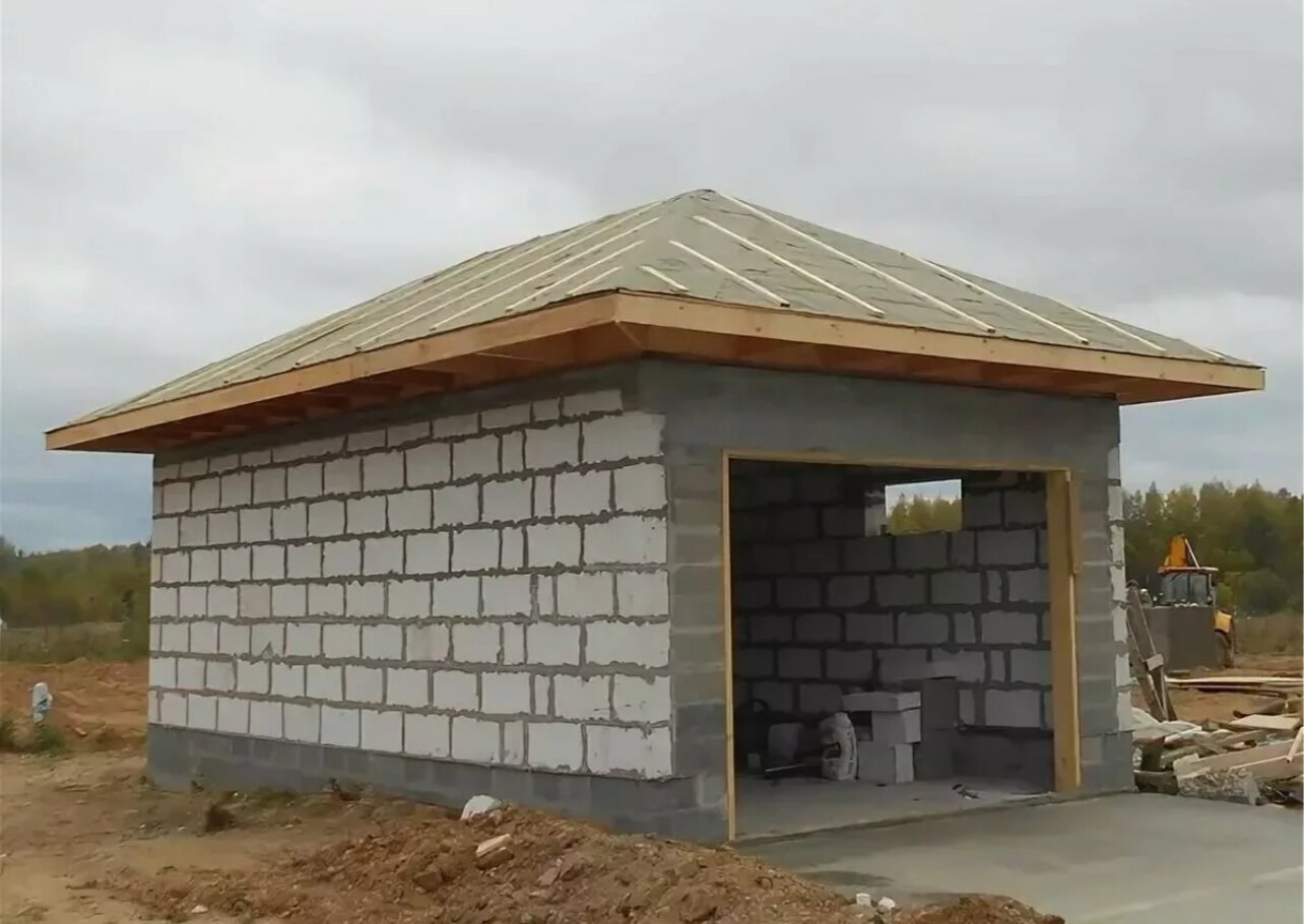 гараж из пеноблока, гараж 7 на 6 из пеноблоков, гараж из газобетона, построить гараж из пеноблоков, проект гаража из газобетона